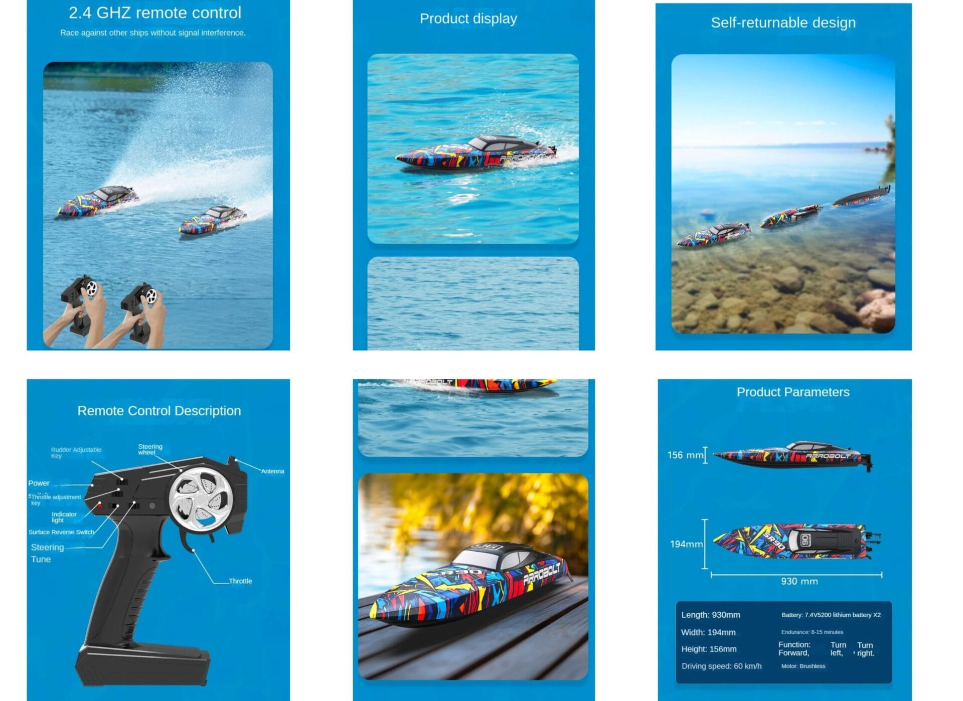 RC Speed Boat High-speed 75Km/h Brushless Water-cooled Electric Racing Boat Model | Udumag Toys