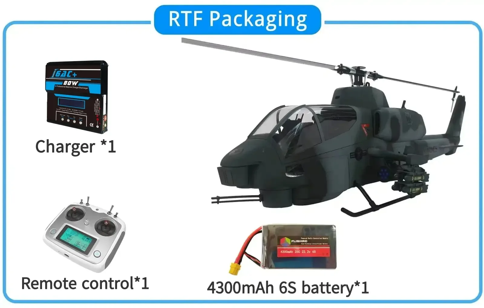 RC Helicopter 500 AH-1 Cobra Scale GPS with H1 Flight Control RTF - Image 6