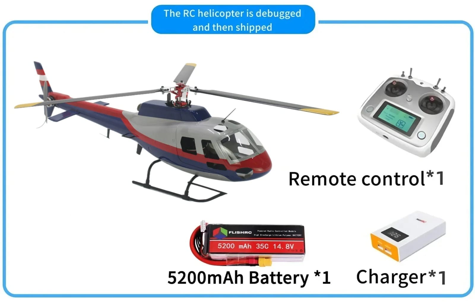 RC Helicopter AS350 450 Scale 6CH GPS with H1 Flight Control RTF | Udumag Toys