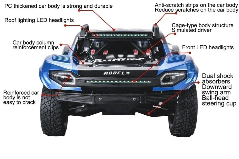 FSR MODEL TT 6S 8S Brushless 1/7 Scale RC Desert Truck RTR | Udumag Toys