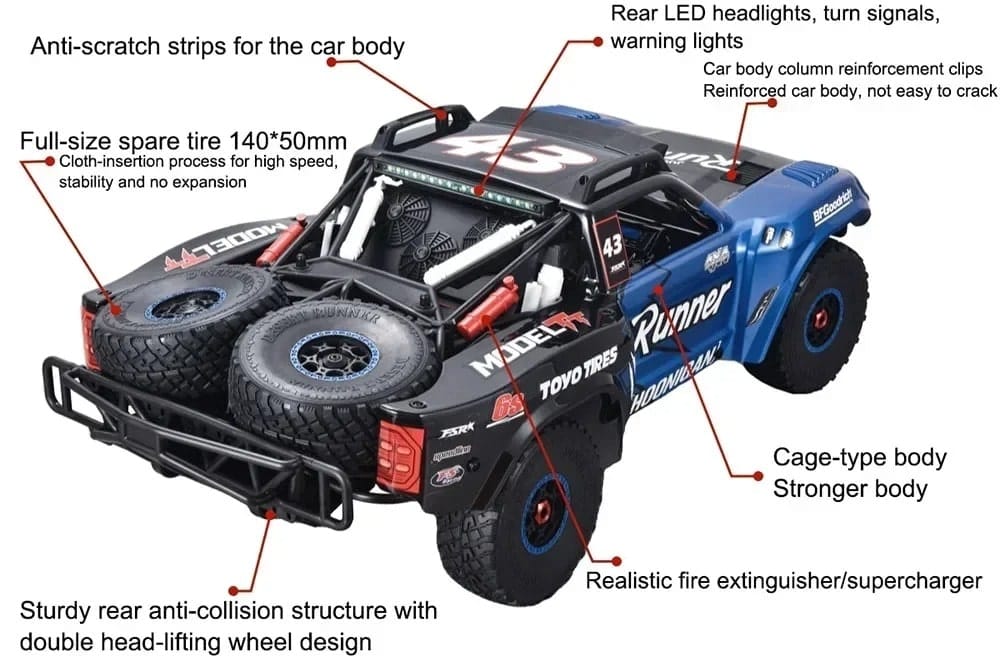 FSR MODEL TT 6S 8S Brushless 1/7 Scale RC Desert Truck RTR | Udumag Toys