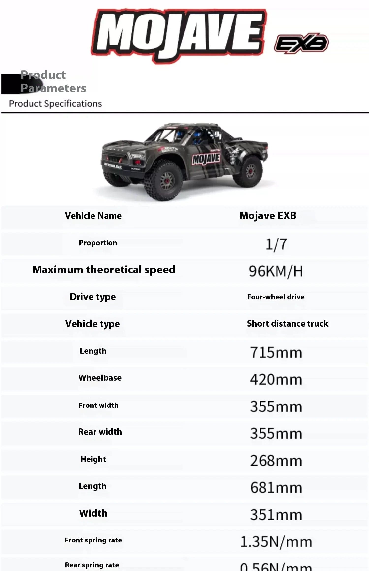 ARRMA Mojave New 1/7 Upgraded Desert Truck RC Off-Road Climbing Vehicle | Udumag Toys