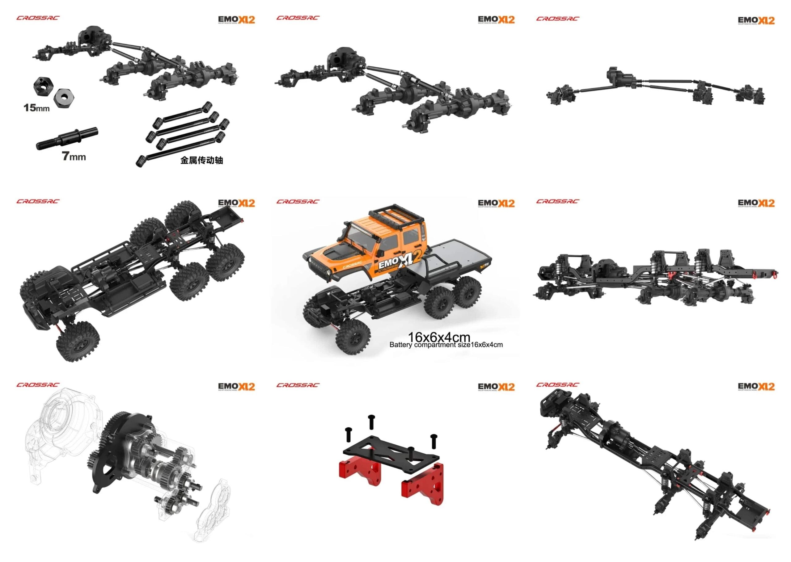 CROSSRC EMO XL2 6X6 1/8 Scale RC Crawler RTR Vehicle Brushed/Brushless | Udumag Toys