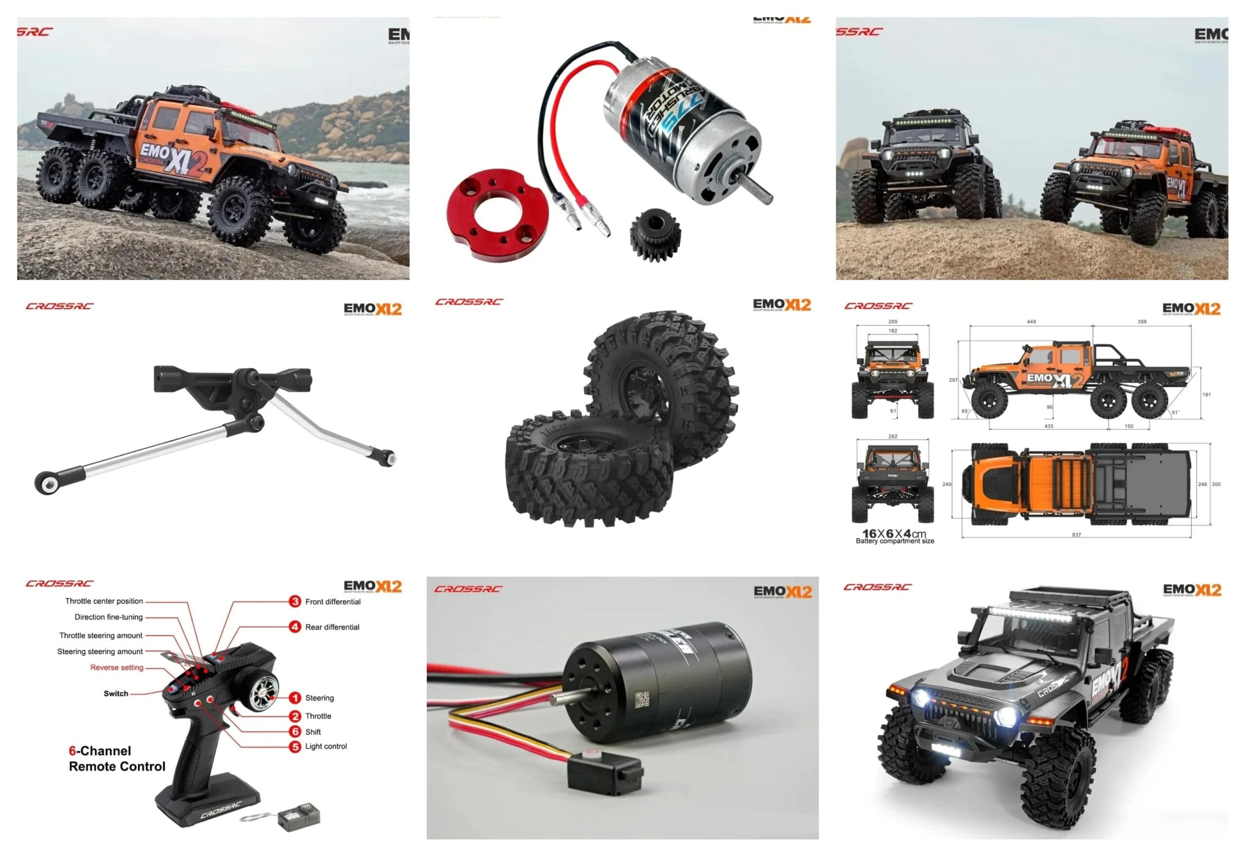 CROSSRC EMO XL2 6X6 1/8 Scale RC Crawler RTR Vehicle Brushed/Brushless | Udumag Toys