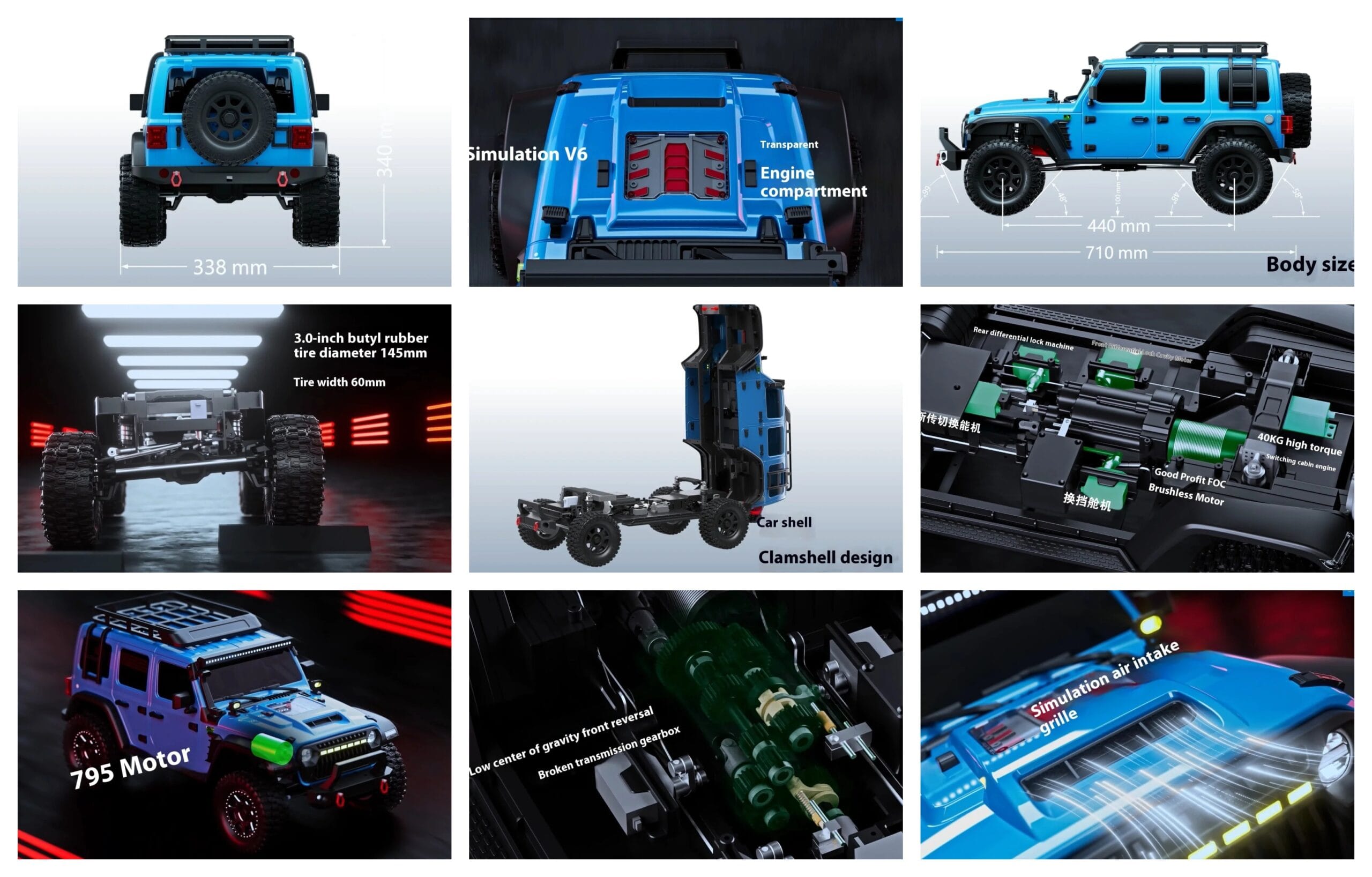 1/7 RC Wrangler CK5811 Off-Road Outdoor Remote Control Climbing Vehicle Brushed Toy | Udumag Toys